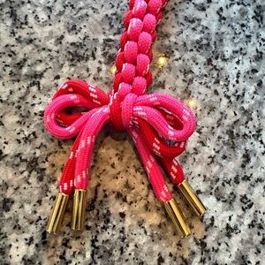 ♥️💖 COQUETTE RIBBON BOW BAG CHARM Hot Pink & Red Braided Key Fob Keychain NWOT